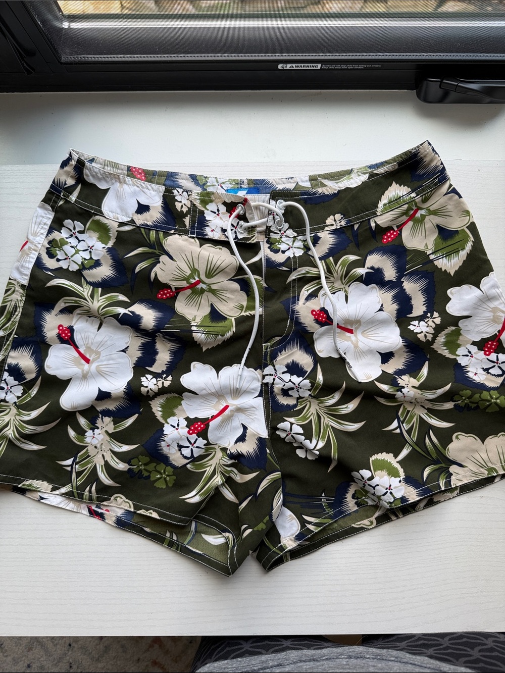 Women's Olive Green Floral Drawstring Bermuda Shorts